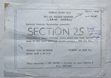 Section 25 Brighton 1980 Original Gig Ticket Factory Records Post Punk