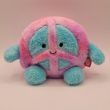 Russ Bum Bumz Megs The Peace Sign Plush 7" Stuffed Animal Toy Pink Blue Beans