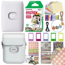 FUJIFILM INSTAX MINI LINK 3 Smartphone Printer White + 10 Film Accessory Bundle