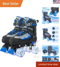 Kids Beginner Roller Skates with Light-Up Wheels, Size Adjustable for Ages 6-12
