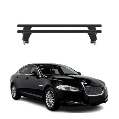 Top Roof Racks Cross Bars fits Jaguar XF 2009-2015 2Pcs Black Aluminium