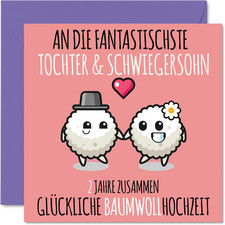 Stuff4 2. Hochzeitstag Karte Liebe - 2 Jahre Zusammen Baumwoll Hochzeit - 2 Jahr