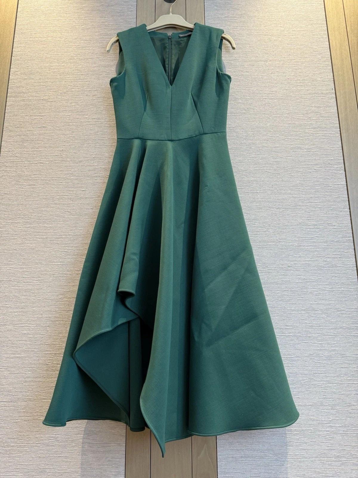 ABITO LANA ALEXANDER MCQUEEN VERDE ORLO ASIMMETRICO TG IT 38 UK 6