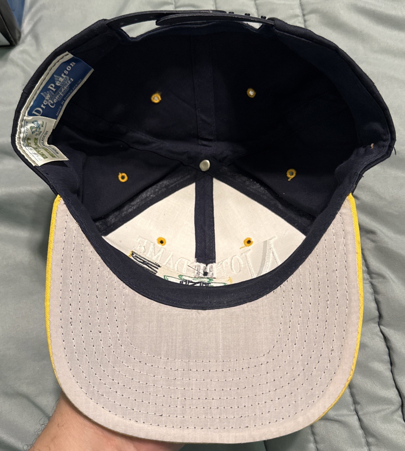 VTG 90s Notre Dame Fighting Irish Drew Pearson SnapBack Hat Embroidered EUC Rare image 8