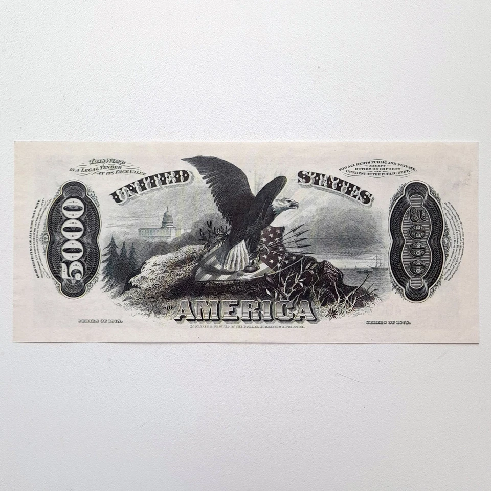 5000 Dollars 1878 US Legal Tender Reproduction United States Banknote P# 174 - Image 2 of 4