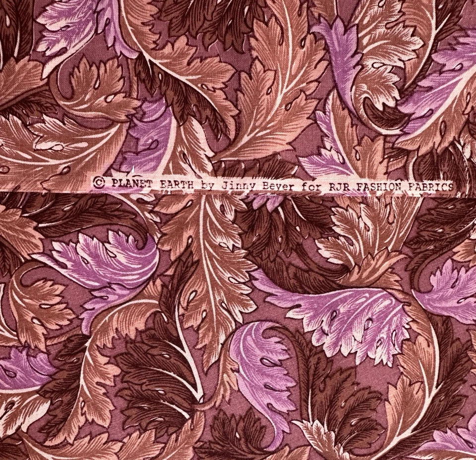 Edredón RJR de colección Planet Earth Jinny Beyer hojas de acanto púrpura telas 3,75 yardas Foto 2 de 4