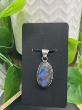 1.5  Labradorite Gemstone Pendant With 925 Silver Plated Bail New B7196
