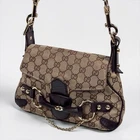 Gucci GG Canvas Horsebit One-Shoulder Hobo Bag