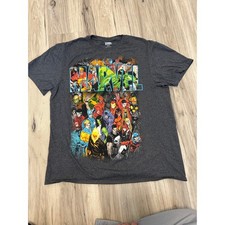 Camiseta Marvel Manga Corta Camiseta Para Hombre Grande Gris Oscuro Gráfico Marvel Heroes