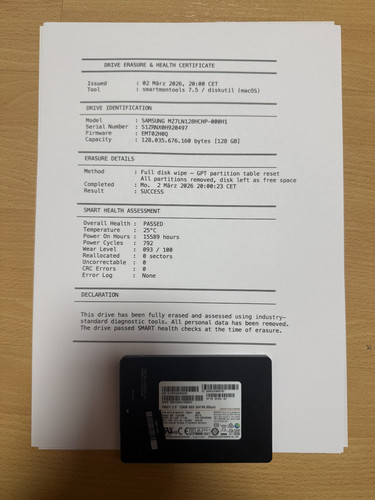 Samsung PM871 128GB SSD SATA III 2,5" | MZ7LN128HCHP | geprüft & gelöscht