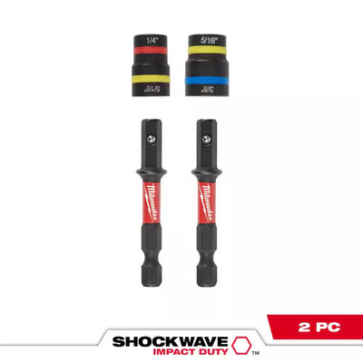 SHOCKWAVE Impact-Duty Quik-Clear 2-In-1 Alloy Steel Magnetic Nut Driver Set (2-P