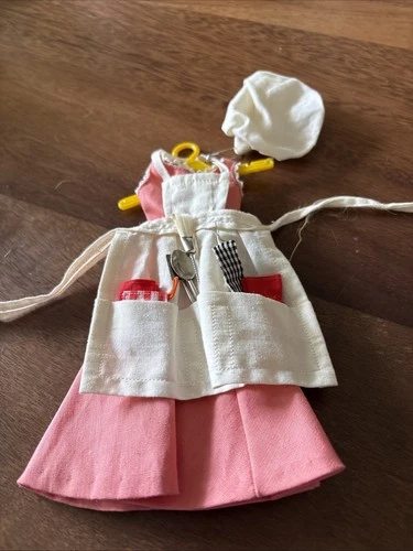 New ListingVintage 1960s Barbie Q White Apron, Dress, Utensils & Hat Excellent