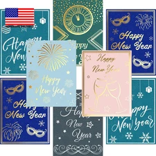 Happy New Year Cards with Envelopes 24PCS 2026 Gold Silver Foil New Year Greetin