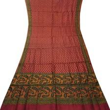 Namaste Vintage Red Sarees 100 Pure Silk Hand Embroidered Sari 6YD Craft Fabric