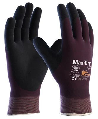 ATG MaxiDry Gloves Full Nitrile Coating Oil & Water Resistant PPE Work Gauntlet