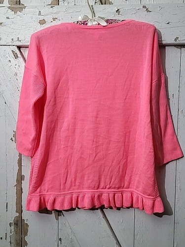 Lilly Pulitzer Girls Hot Pink Sweater Boxy Cut 3/4 Sleeve Knit Girls XL (12-14) - Picture 11 of 12