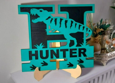 3D personalisiertes Namensschild, Wohndeko, Geschenk, Dinosaurier Motiv 204
