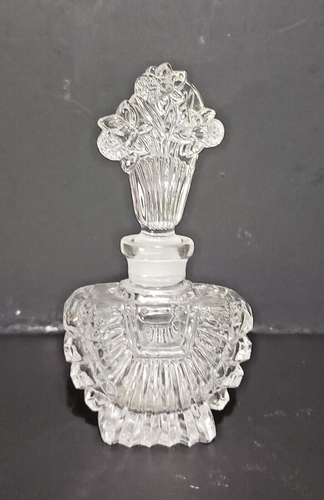 Vintage Crystal Perfume Bottle Press Cut American Perfume with Stopper