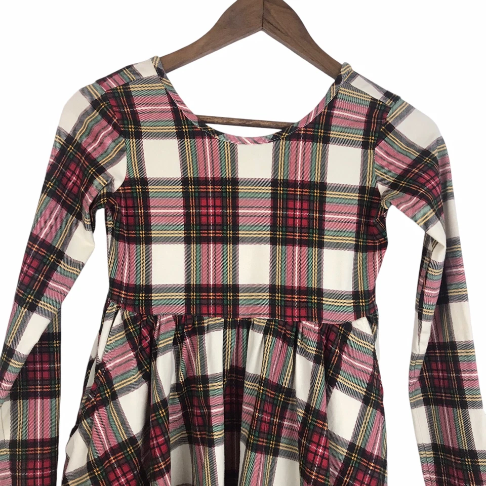 Vestido xadrez de flanela Hanna Andersson vermelho 140 meninas dos EUA 10 ajuste manga longa alargamento - Imagem 2 de 4