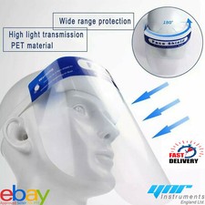 FACE SHIELD FULL FACE VISOR PROTECTION MASK PPE SHIELD CLEAR PLASTIC TRANSPARENT
