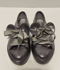 Mel by Melissa Minnie Mouse Glitter Lace Up Jelly Shoes Girl  s Size 3 Silver
