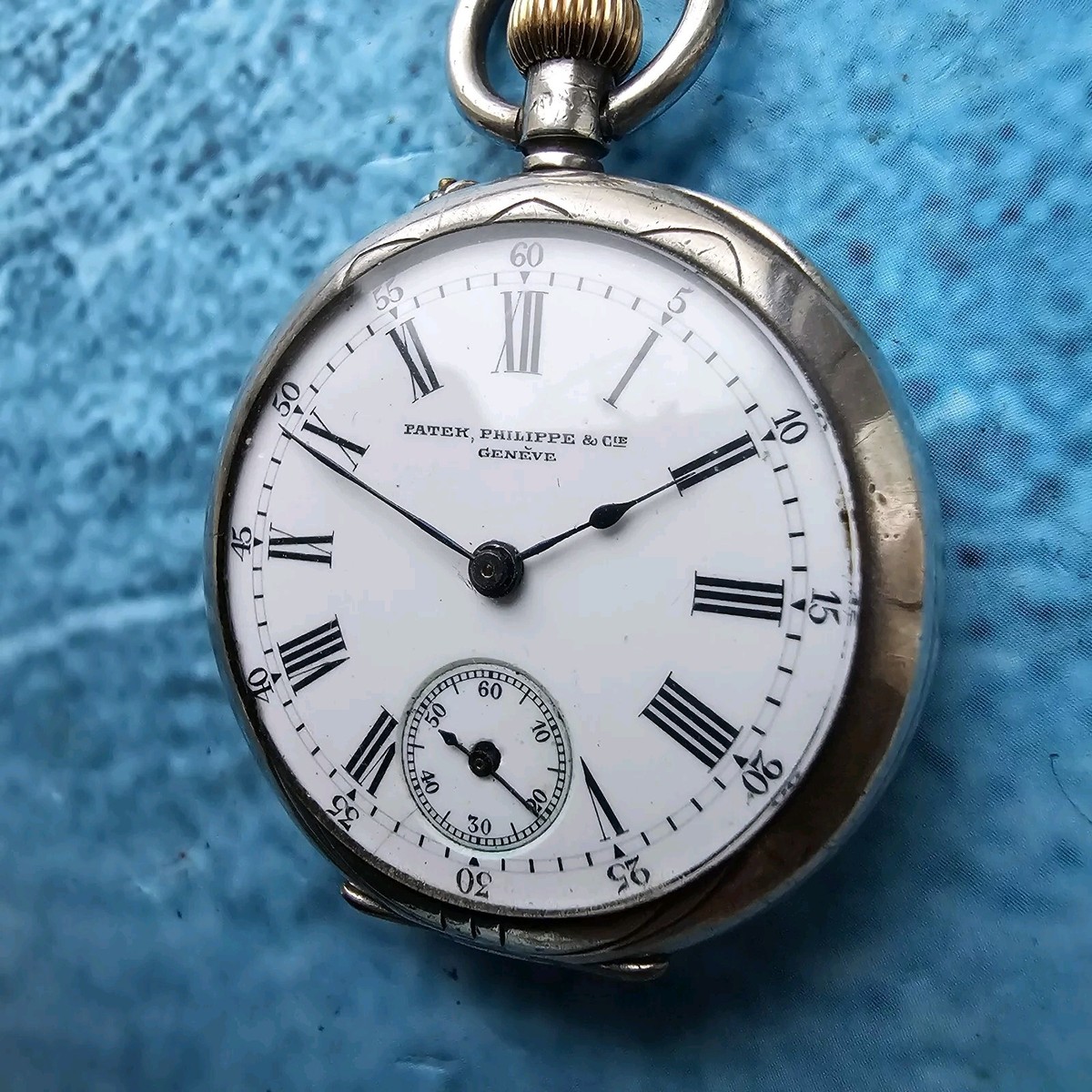 Vintage Silver Cased Patek Philippe Open Face Ladies Pocket Watch