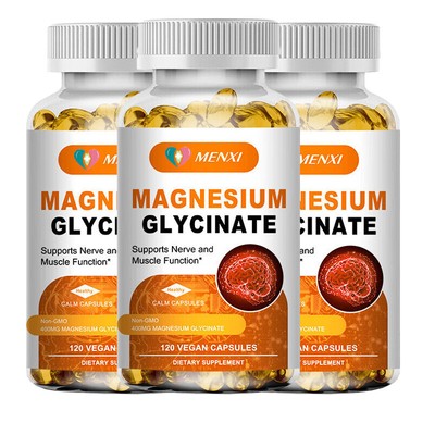 Magnesium Glycinate 400mg, 3 X 120 Sleep Support Capsules, Gluten Free & Non-GMO
