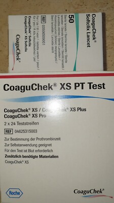 CoaguChek XS PT Test Teststreifen  2x24 MHD 30.11.2027 + 50 Lancetten    Neu Ovp