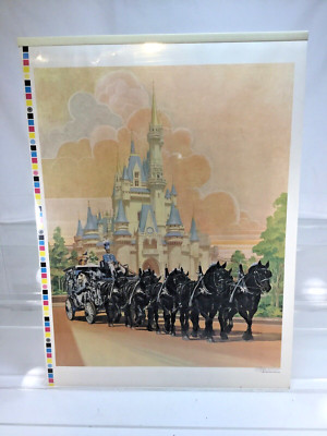 WALT DISNEY WORLD OUR TEAM CINDERELLA CASTLE CHARLES BOYER SIGNED LITHOGRAPH tn