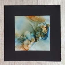 Original Alcohol Ink on Grafix  Matted in Black
