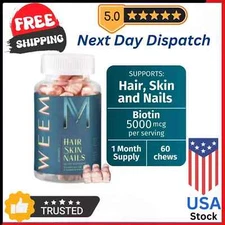 WEEM Hair Skin and Nails Gummies - Supports Healthy Hair - Vegan biotin Vitamins