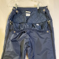 Vintage Edelweiss Skiwear Womens Ski Pants Navy Blue Elastic Waist Snaps Japan