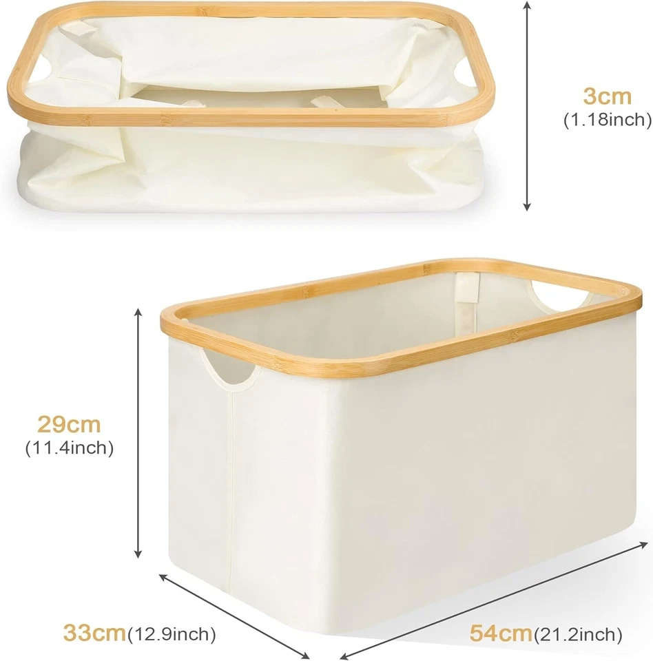 Wäschekorb Faltbar 50 Liter Wäschebox Bambus Stoff Wäsche Aufbewahrung Korb C508 - Bild 2 von 4