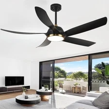 Fidgra 52 Inch Ceiling Fan with Lights, Black Modern Ceiling Fan with Remote