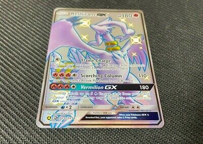 Reshiram GX SV51/SV94 SHINY FULL ART SECRET RARE Pokemon SM Hidden Fates NM  2019