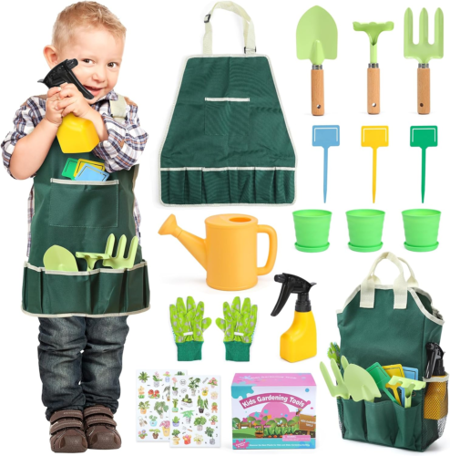 Kids Gardening Tool Set 20PCS Gardening Toys Includes Metal Rake Fork Trowel - Picture 11 of 12