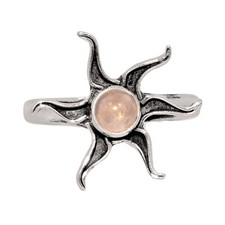Sun - Natural Rose Quartz - Madagascar 925 Silver Ring Jewelry s.8 CR64933