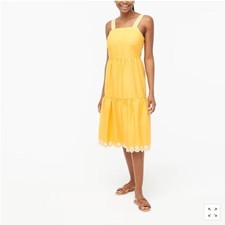 J. Crew Dress Yellow Maxi Sleeveless Embroidered Cottage Tier Back Zip Size 0