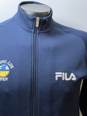 Fila Vtg Pacific Life Open Men's Navy Blue Jacket Medium Pocket