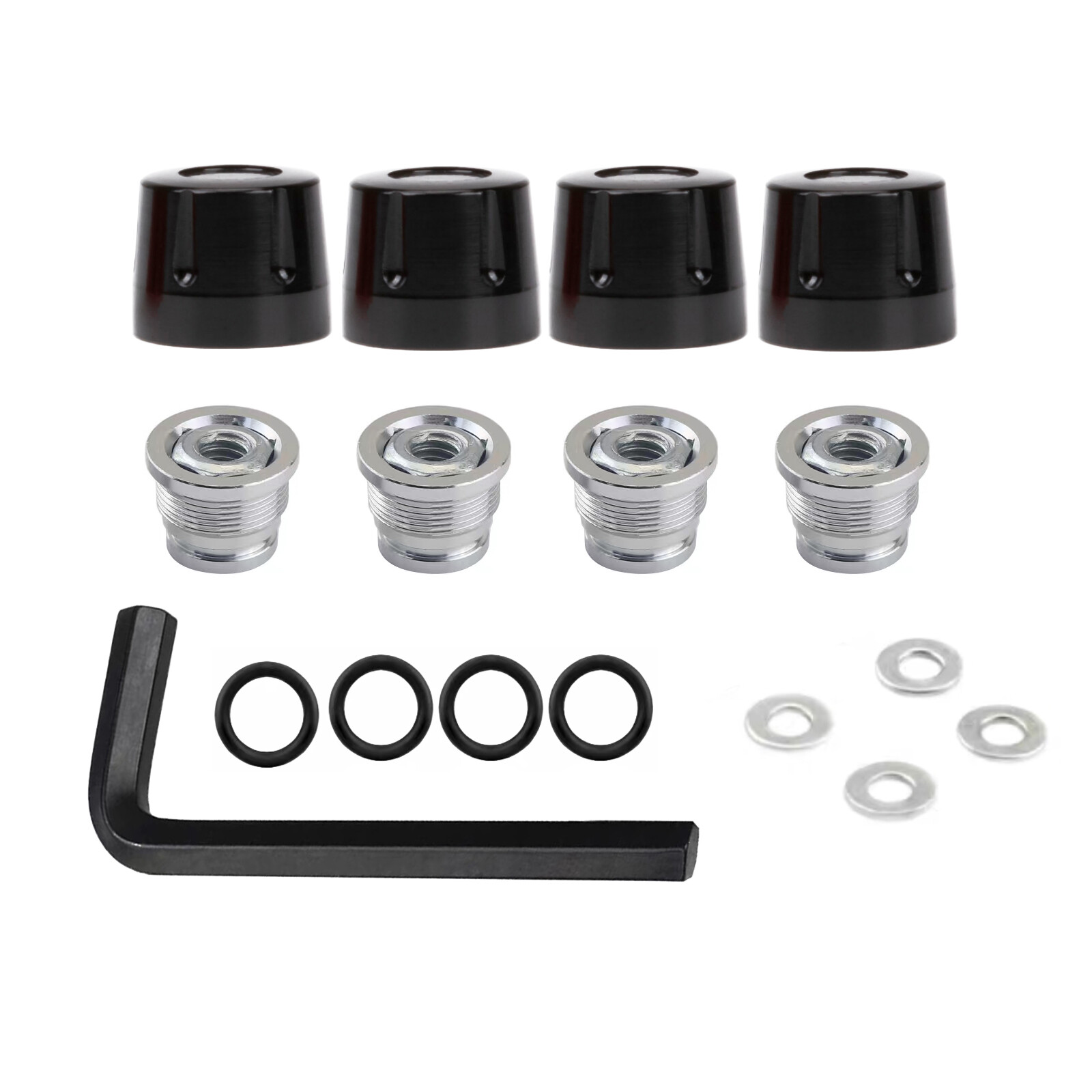 Universal 1/10 RC Car Aluminum Alloy M4 1.9in Wheel Rim Hub Lock Nuts Caps Kit