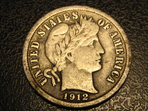 1912-P 90% Silver Barber Dime Fine  ^^^^^