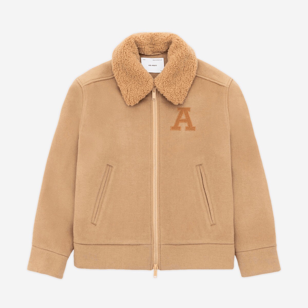 Axel Arigato Mens Jacket Harrington Logo Faux Fur Aviator Small Beige