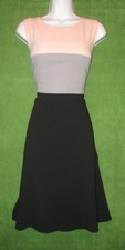 Calvin Klein Blush Gray Black Colorblock Fit Flare Work Social Dress 6 $129