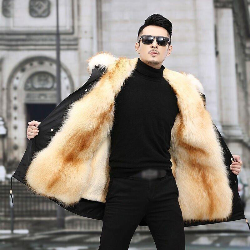 Mens Hooded Long sleeve Faux Fur Lined Parka Coat Outwear Faux Fur Collar  M-5XL | eBay