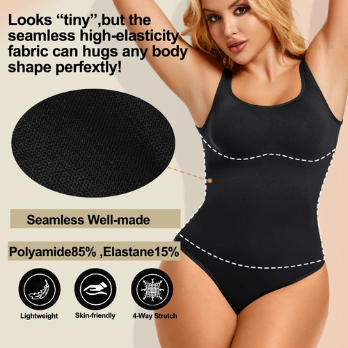 Plus Size Slimming Vest Wide Collar Type High Elastic Bodysuit Shapewear Yoga - Picture 6 of 23