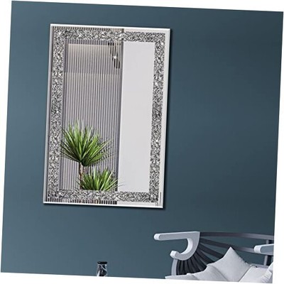 Ruomeng Wall Mirror Rectangular Crystal Crush Diamond Mirror for 36''L x 24''W