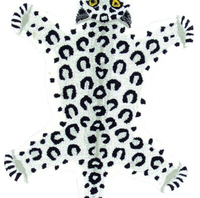 Hand Tufted Wool Rug King Animal White Leopard Skin Area Rugs 2x3 Feet Carpet