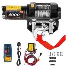 CXRCY 12V 4000 lbs Electric Winch Kits with 3/16"(4.7mm) Diameter x 32.8'(10m...