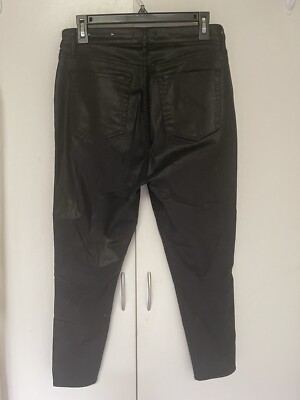 Womens Loft Jeans Shiny Black Curvy Skinny Size 29/8 Stretch