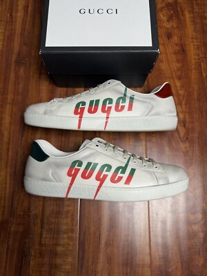Gucci Distressed Blade Ace Men\'s Sneakers Ivory US Size 10 Gucci Ace Blade Distressed Sneaker White Leather | eBay main image 2